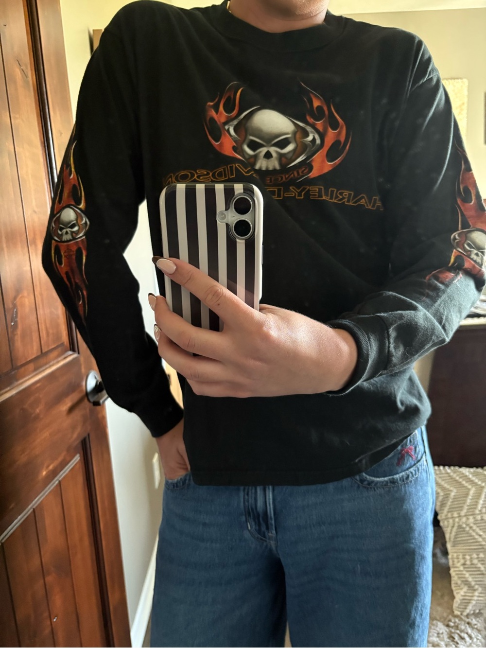 Vintage 2004 Harley Davidson Warr’s London 80th Anniversary Skull Flame Shirt L